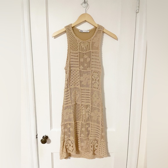 Zara OPENWORK KNIT DRESS - taupe brown - Picture 3 of 5